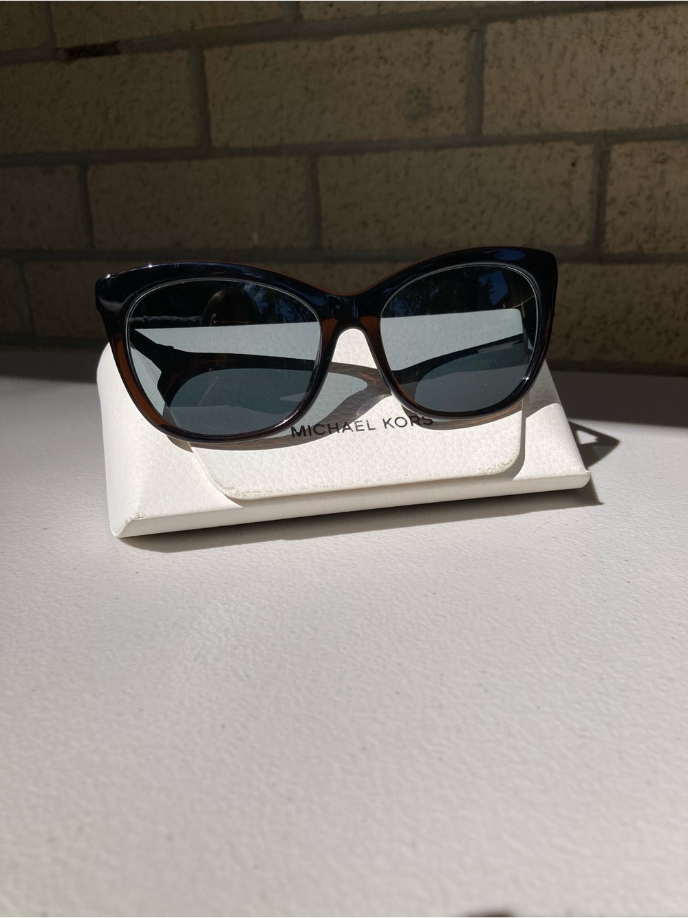 Michael Kors Adelaide Brown Sunglasses with White Leather Sunglasses Case